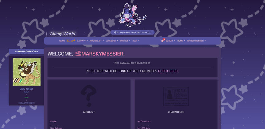 Current theme of the AlumyWorld site.
